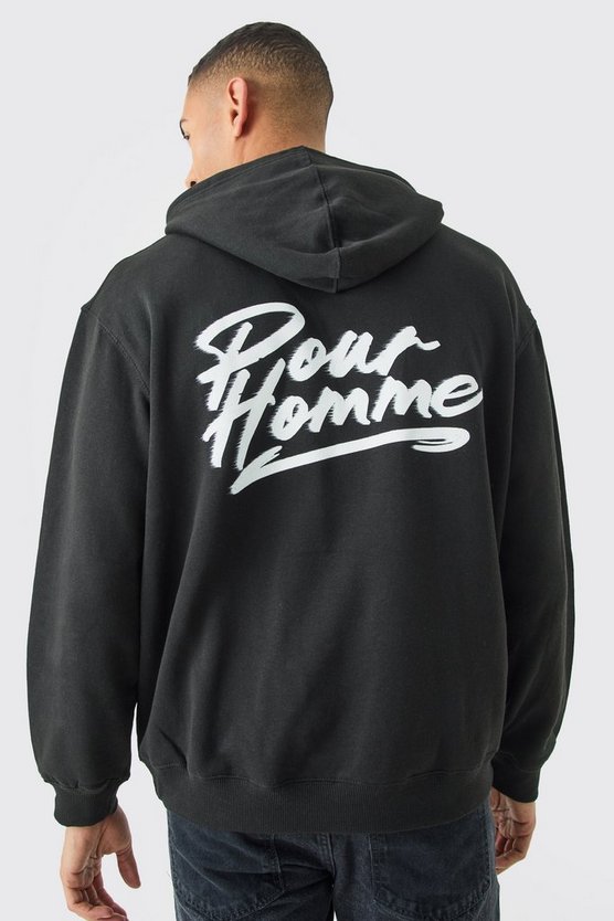 Oversize Hoodie mit Pour Homme Print