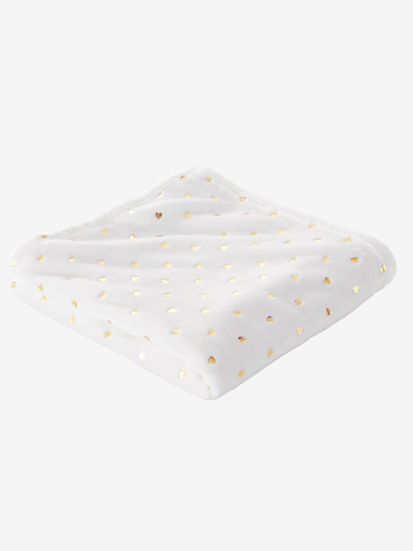 Plaid enfant motifs dorés vert / pois dorés