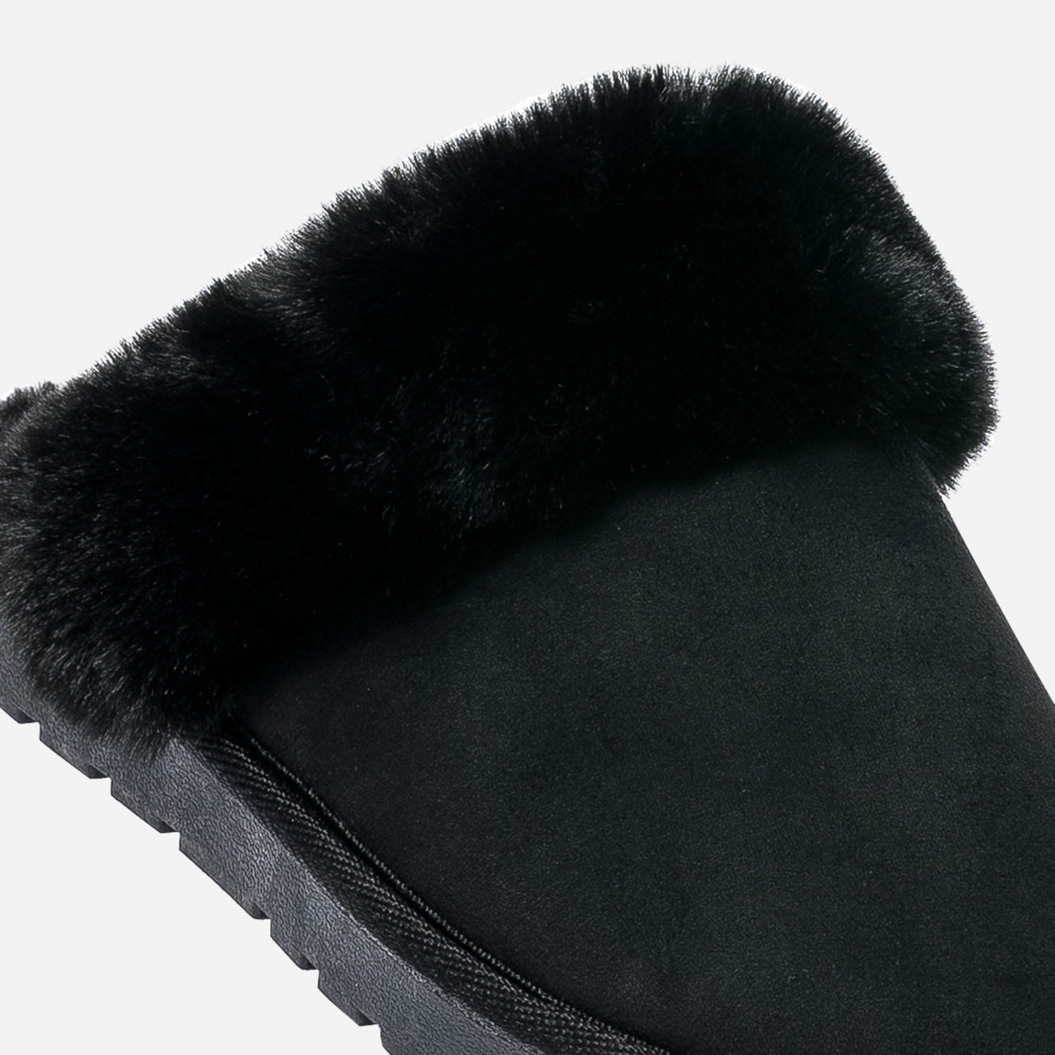 Chausson-mule noir fourré