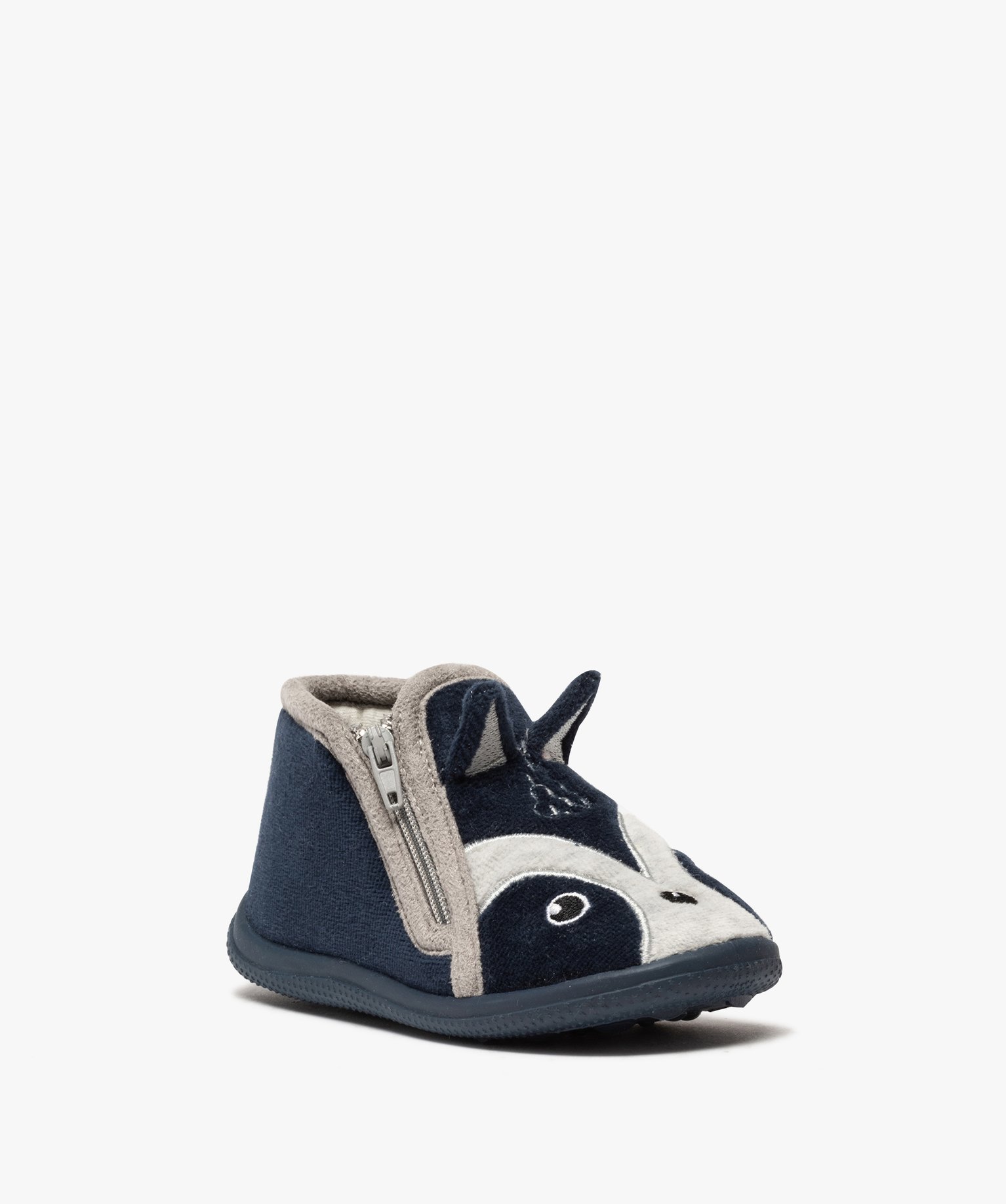 Chaussons bébé Garçon bottillons velours avec tête de loup marine | GEMO