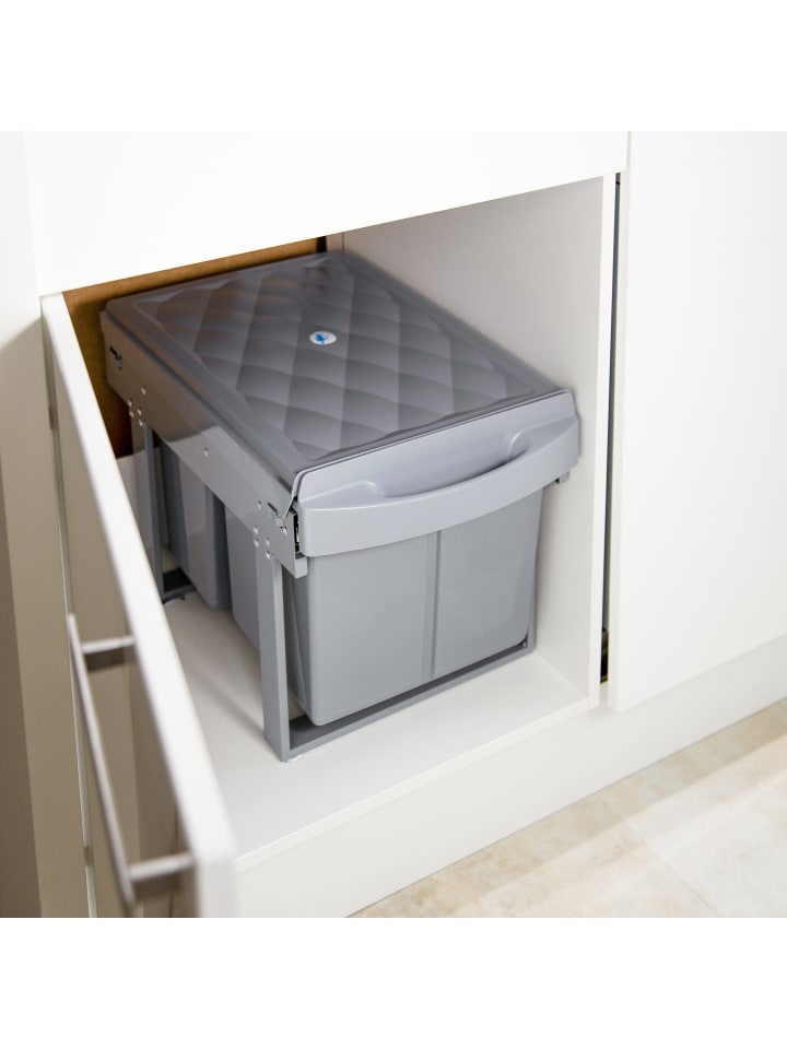 relaxdays Mülltrennsystem Grau Deluxe 2x15L günstig kaufen onesize