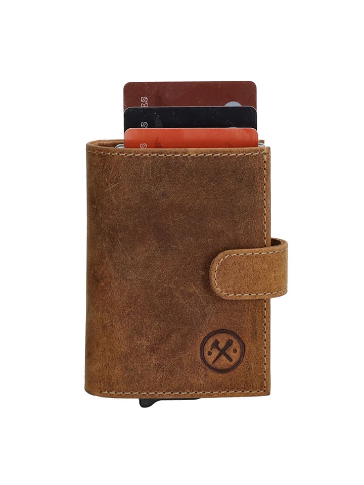 HIDE & STITCHES Leder-Geldbörse in Hellbraun - (B)8 x (H)10 x (T)2 cm günstig kaufen onesize