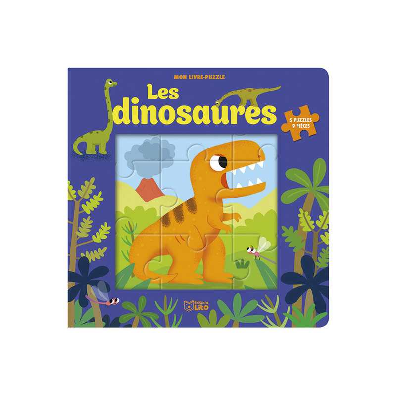Livre puzzle 9 pièces Les dinosaures - Lito