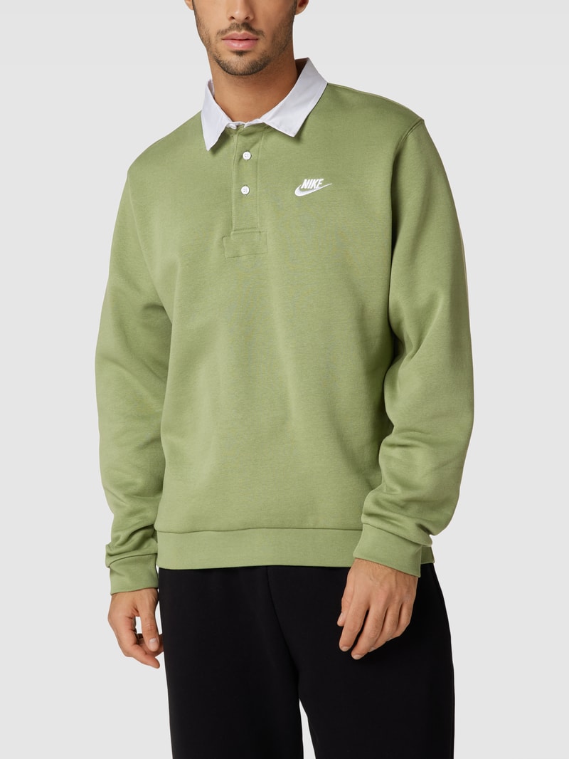 Poloshirt mit Label-Detail und Knopfleiste in hellgrün