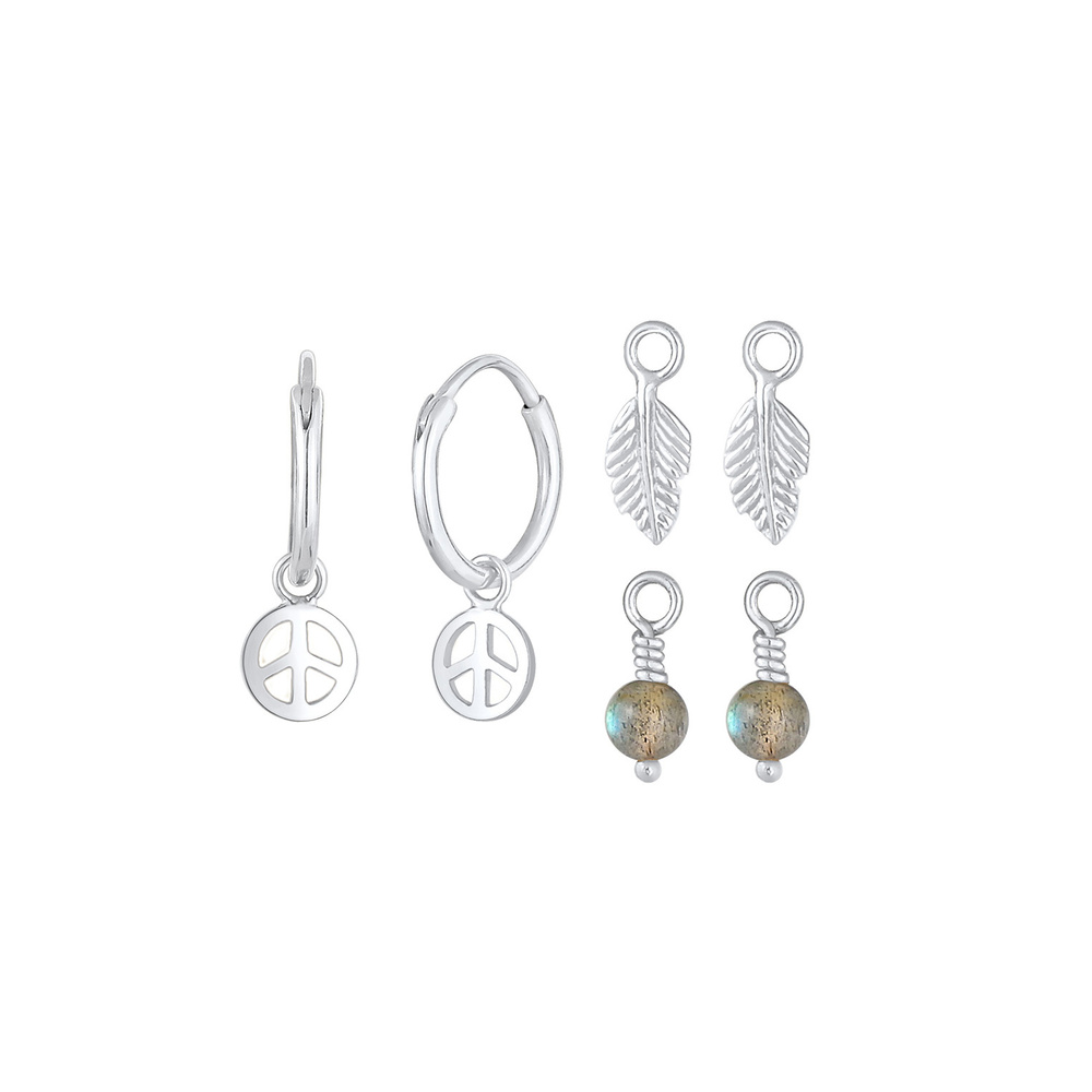 Elli Elli Boucles d'Oreilles Créoles Pendentifs Boho Peace Plume Boucles d'Oreille Fem Boucles d'oreilles