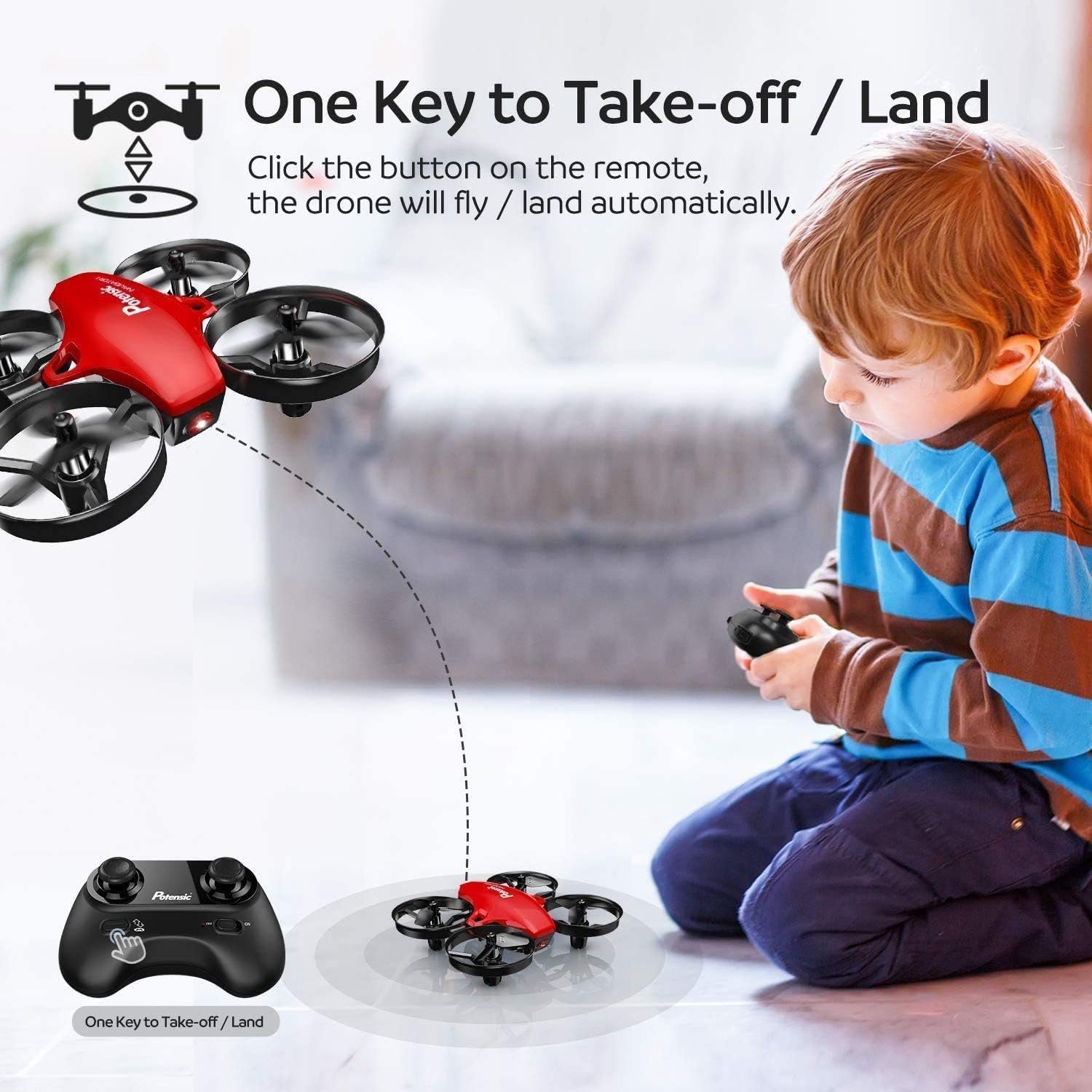 Potensic Drohne (Quadrocopter, Mini Drone mit Höhenhaltemodus, Start/Landung mit einem)