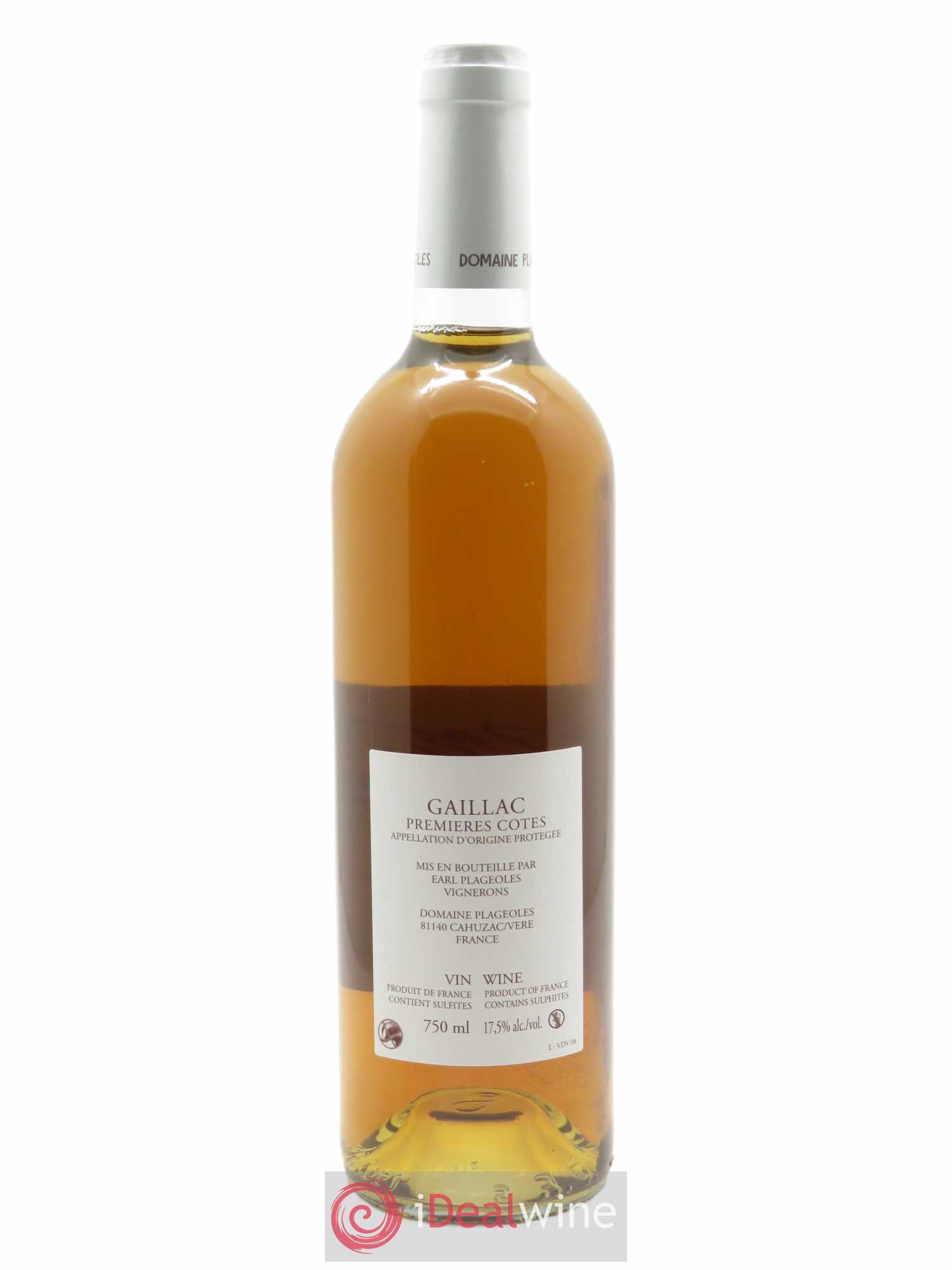 Gaillac Vin de voile Plageoles  2008 - Lot de 1 Bouteille