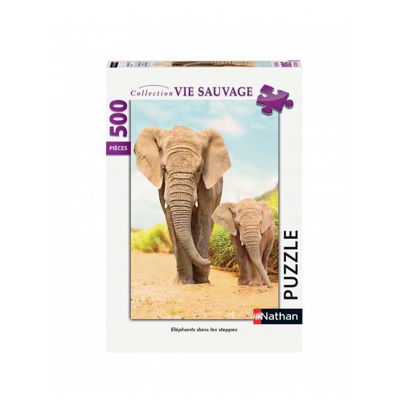 Puzzle éléphants dans les steppes 500 pièces