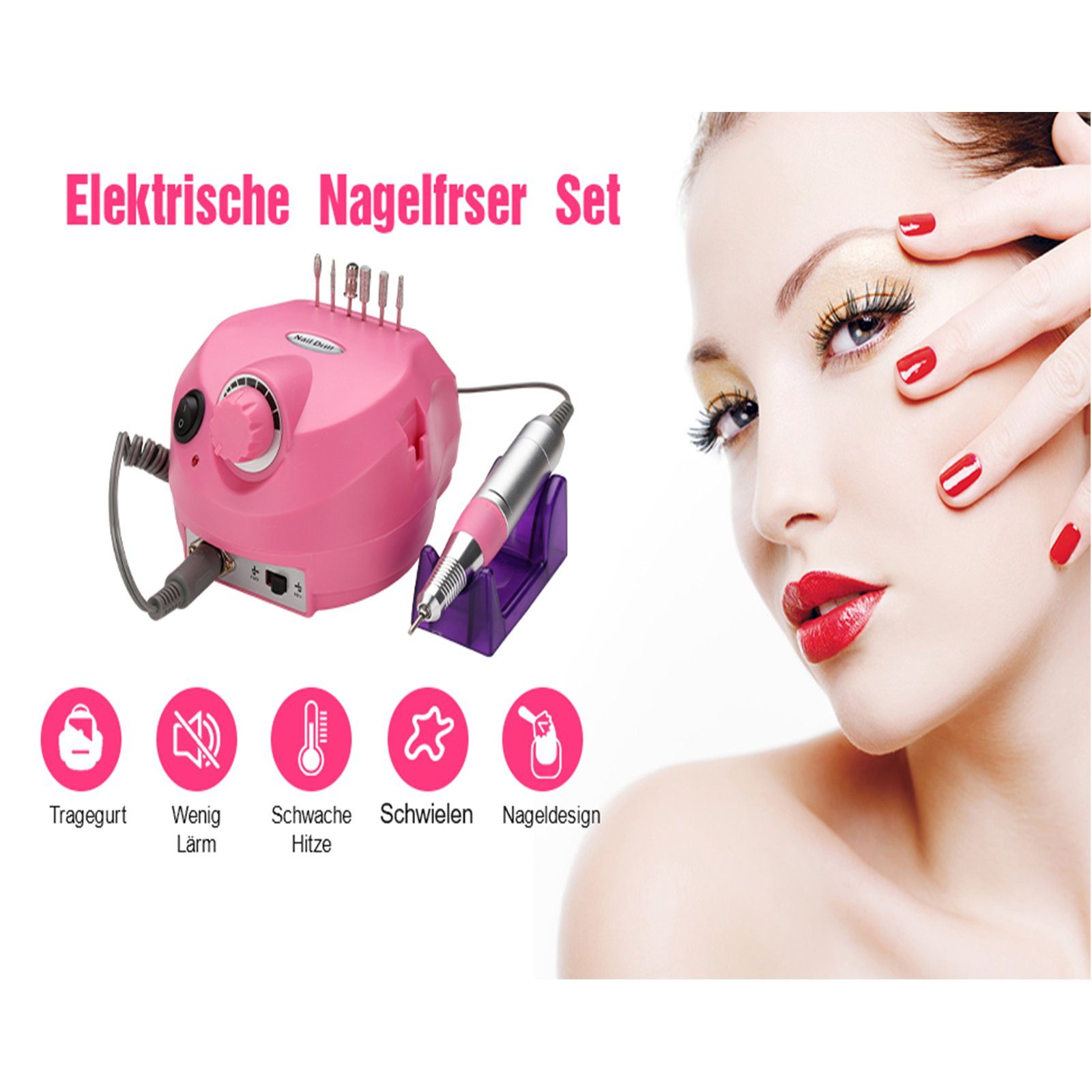 TolleTour Maniküre-Pediküre-Set Elektrische Nagelfräser Nagelfeile Maniküre Diamantschleifer