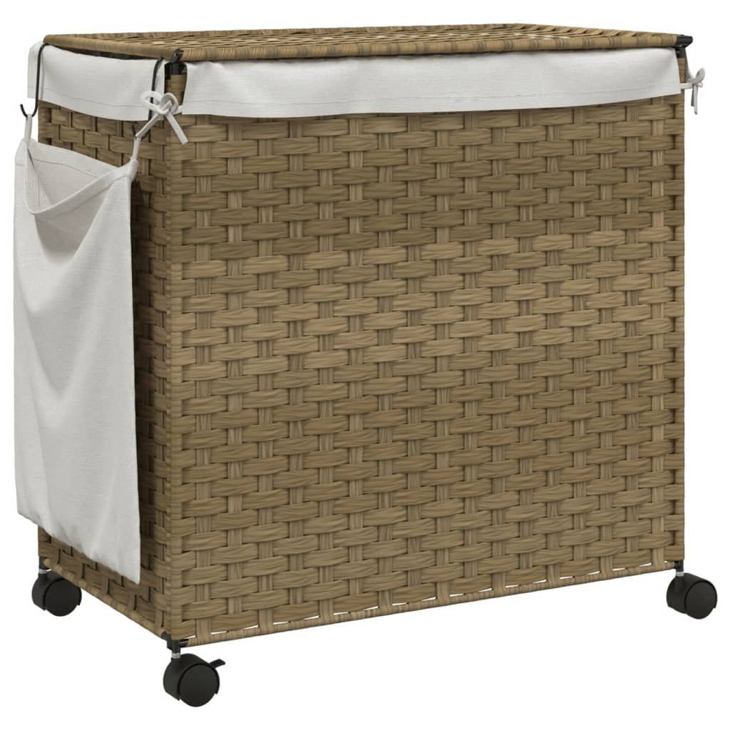 vidaXL Wäschekorb Wäschekorb mit Rollen 60x35x60,5 cm Rattan (1 St)