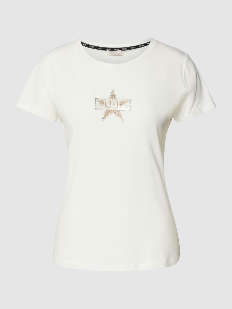 T-Shirt mit Ziersteinbesatz in weiss