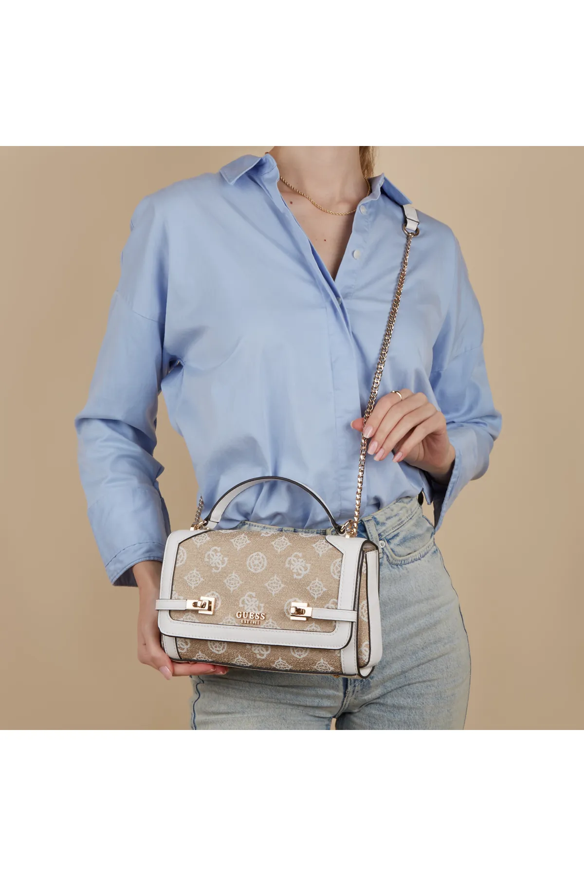 Guess  Loralee Damen Schultertasche Weiß Hwjg92-26210-wlo