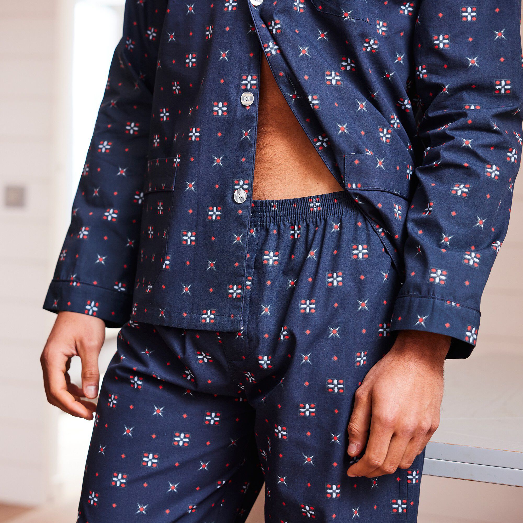 Pyjama imprimé popeline polyester/coton
