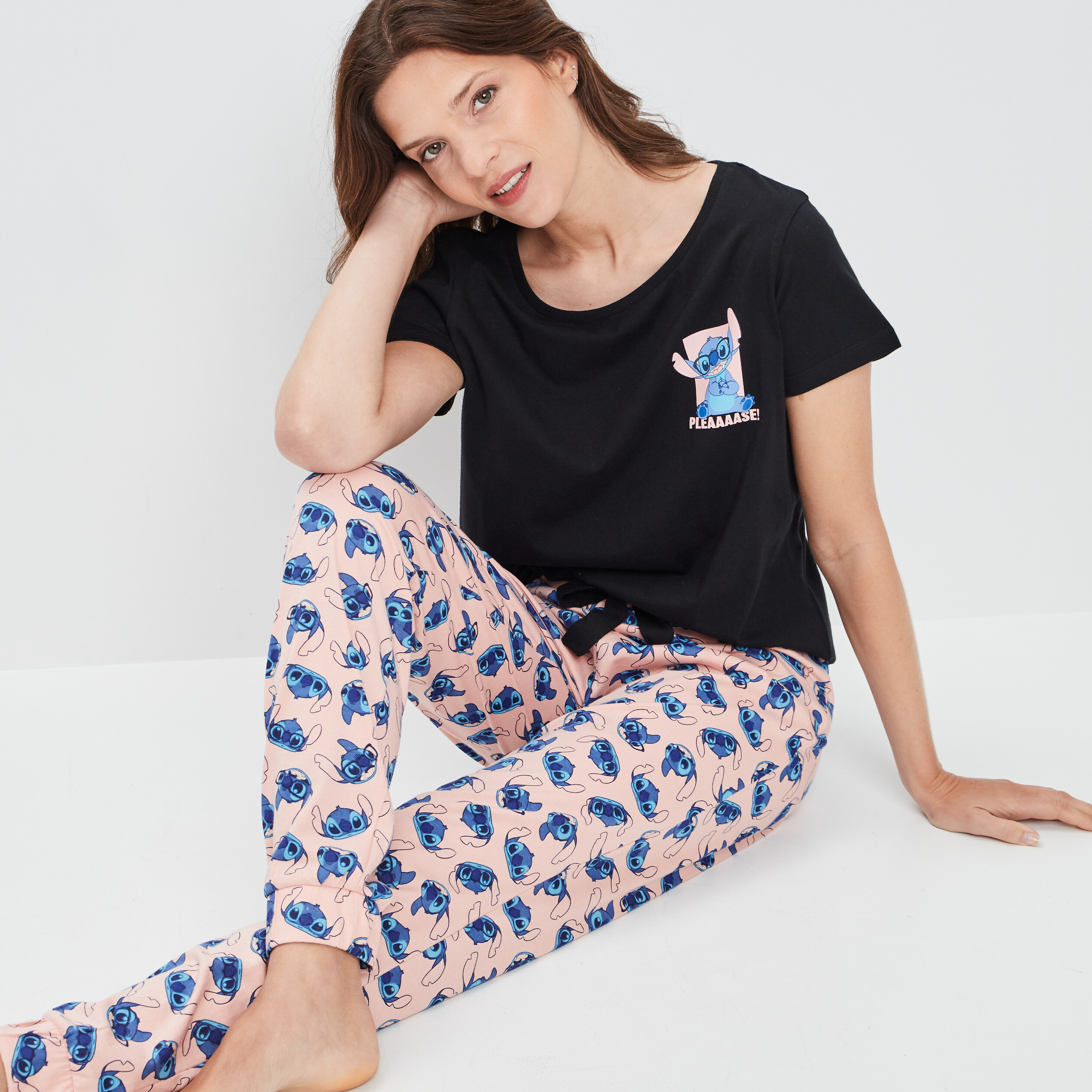 Ensemble pyjama Lilo et Stitch noir femme | La Halle