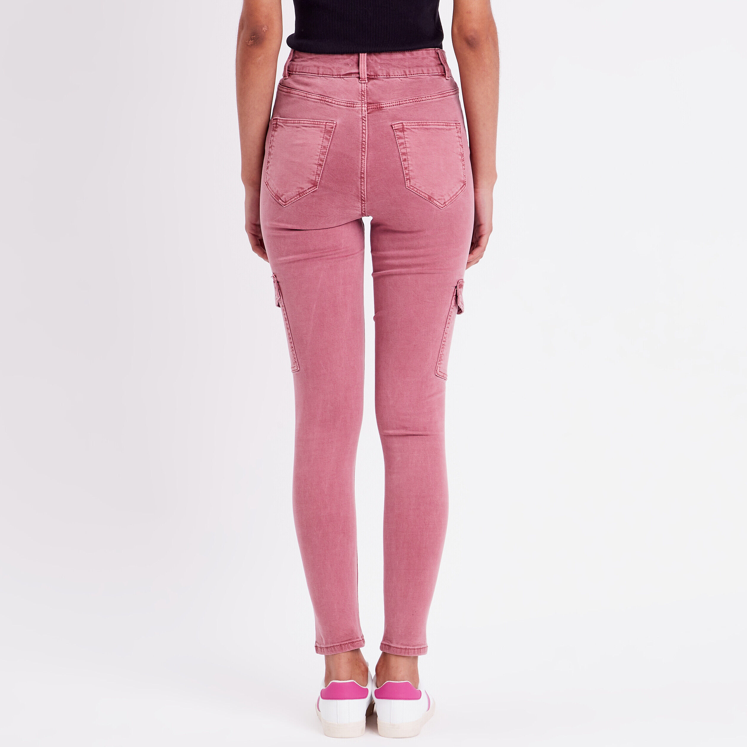 Pantalon skinny poches cargo vieux rose femme | Cache Cache