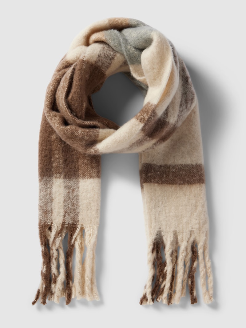 Schal mit Fransen Modell 'IVY LEAGUE' in offwhite