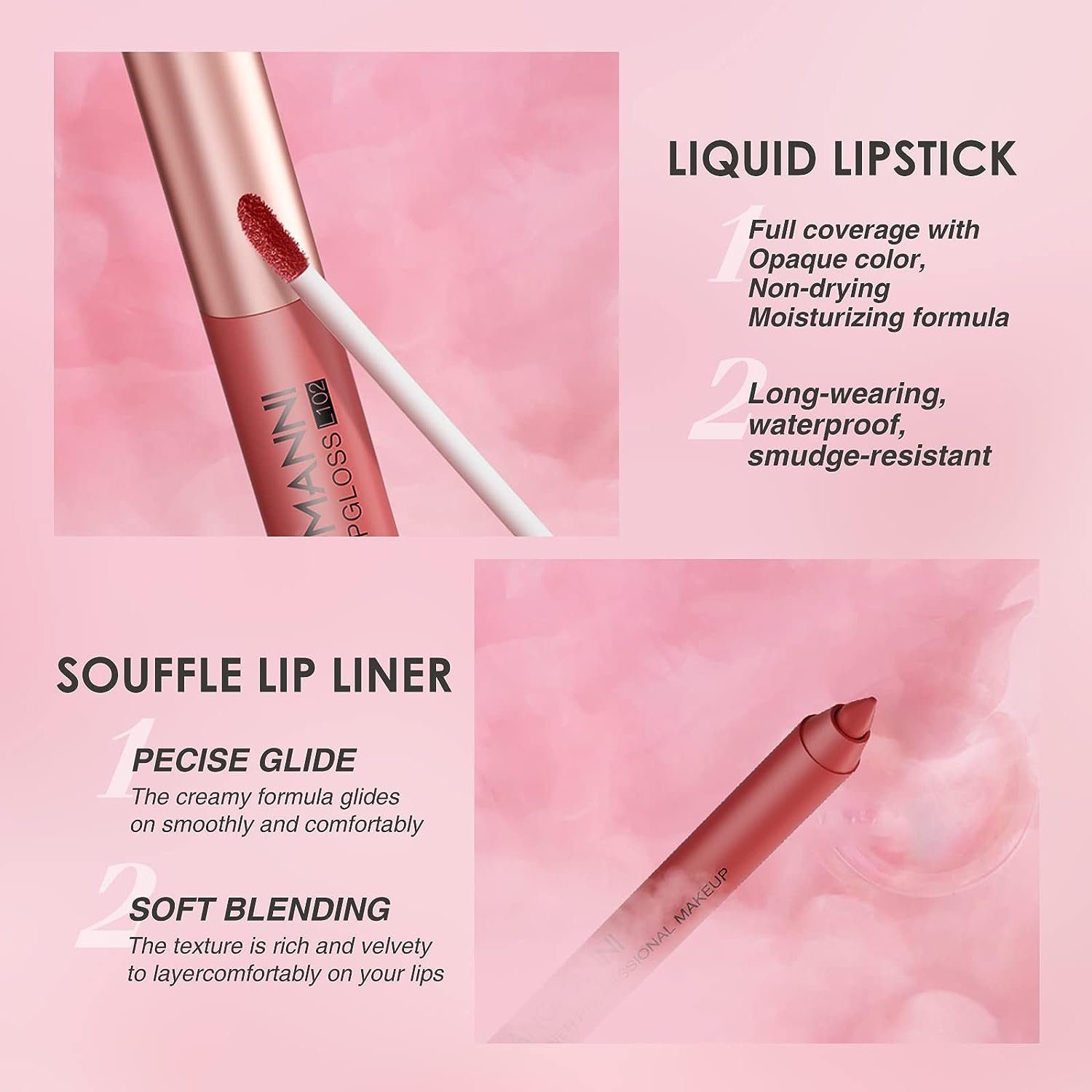 Haiaveng Lippenstift-Set 12Pcs Lip Liner und Lippenstift Set Matte Nude Lips Set, lang anhaltender wasserfester Lippenstift