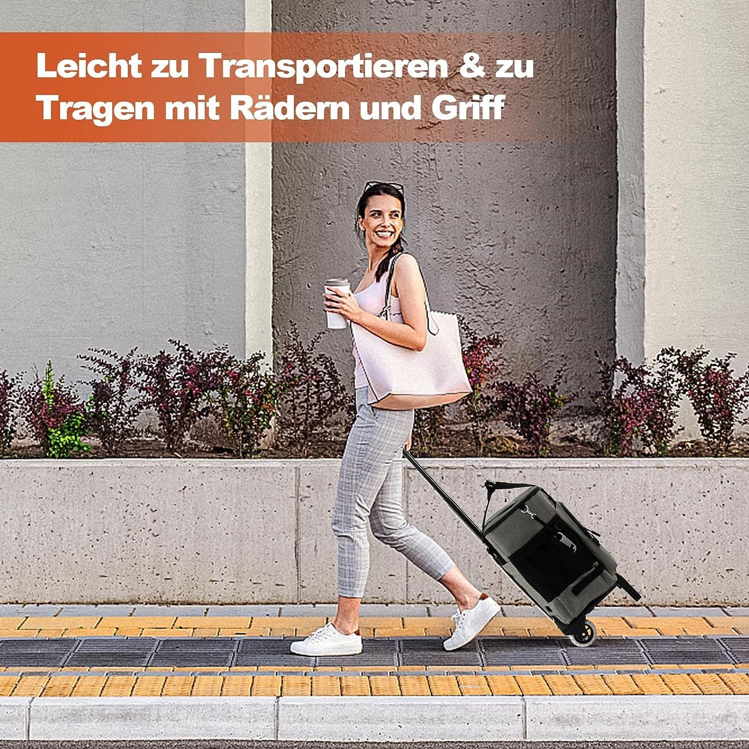KOMFOTTEU Kühltasche 40L Isolierbeutel, mit Rädern & Griff