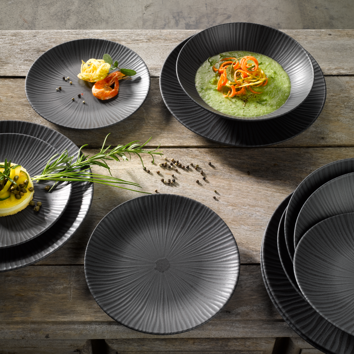 CreaTable 12-tlg Tafelservice Vesuvio Black