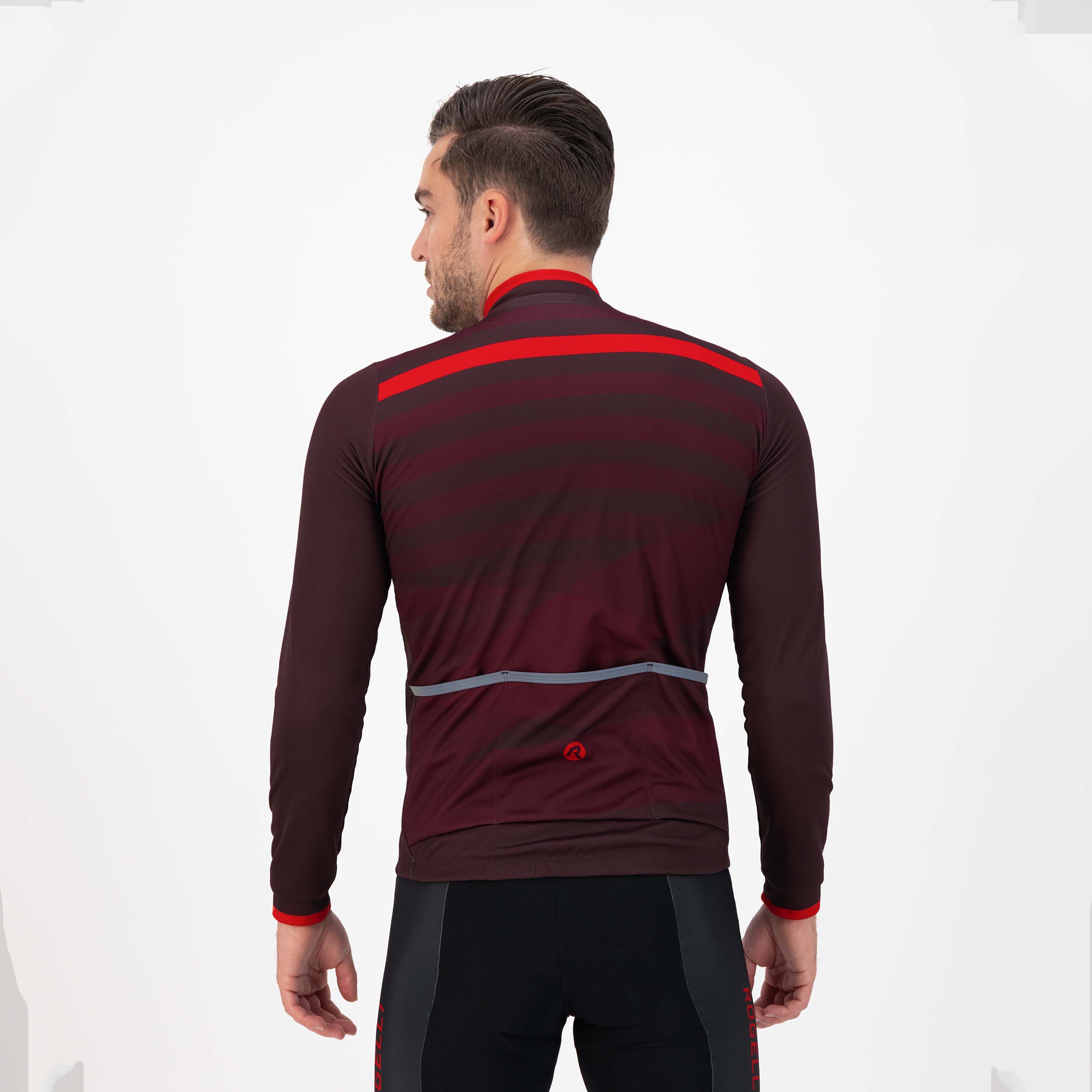 Rogelli Stripe Bordeaux/Lila Herren Radtrikot Langarm
