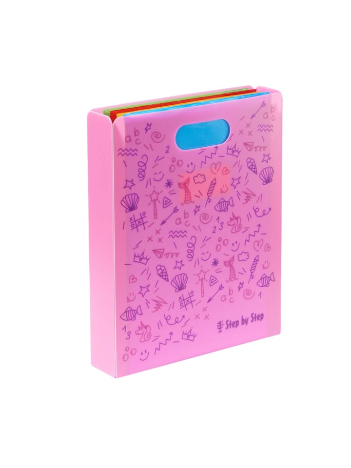 Step by Step Heftbox mit Tragegriff, transparent, bis DIN A4, K in Pink günstig kaufen onesize