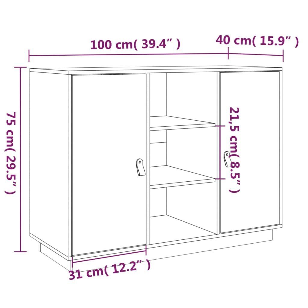 vidaXL Sideboard Sideboard Weiß 100x40x75 cm Massivholz Kiefer (1 St)