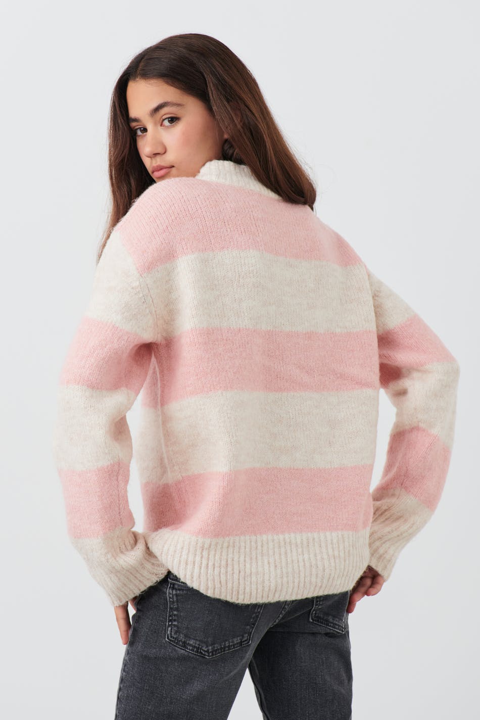 Y knitted stripe sweater