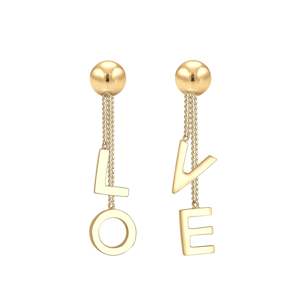 Elli Elli Boucles d'Oreilles Mot LOVE Base Amour Boucles d'oreilles Femme  (925/1000)  Boucles d'oreilles