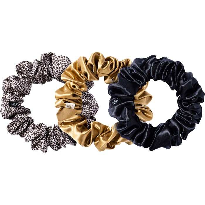 Pure Silk Large Hair Scrunchies Leopard Mix