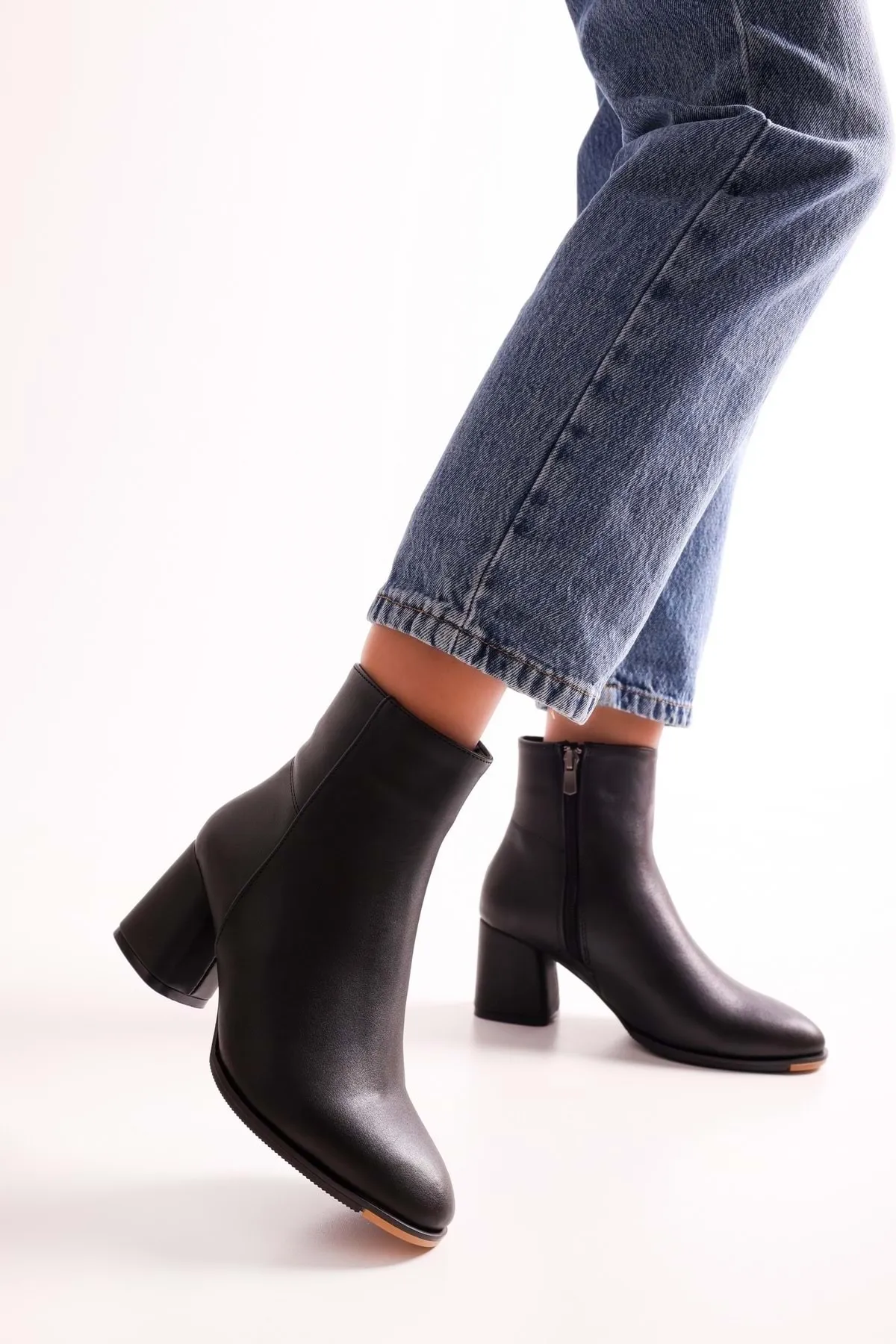 Shoeberry  Haylee Black Skin Damenstiefel mit Absatz Black Skin