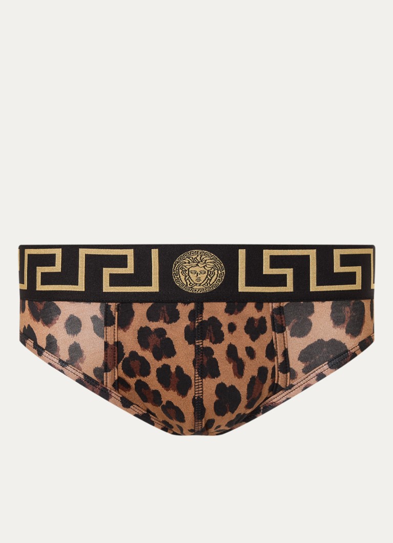 Versace gaćice s leopard printom i logo trakom