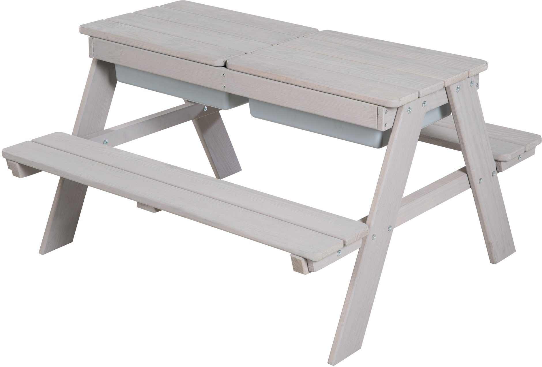 roba® Kindersitzgruppe Picknick for 4 Outdoor + mit Spielwannen, Grau, (Set), mit abgerundeten Ecken; inklusive Sitzauflagen ÂLittle StarsÂ