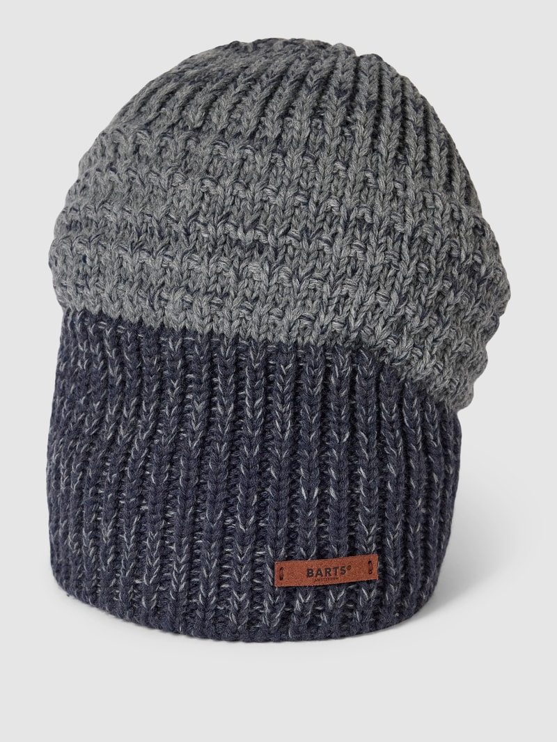 Beanie mit Label-Applikation Modell 'Norve' in dunkelblau
