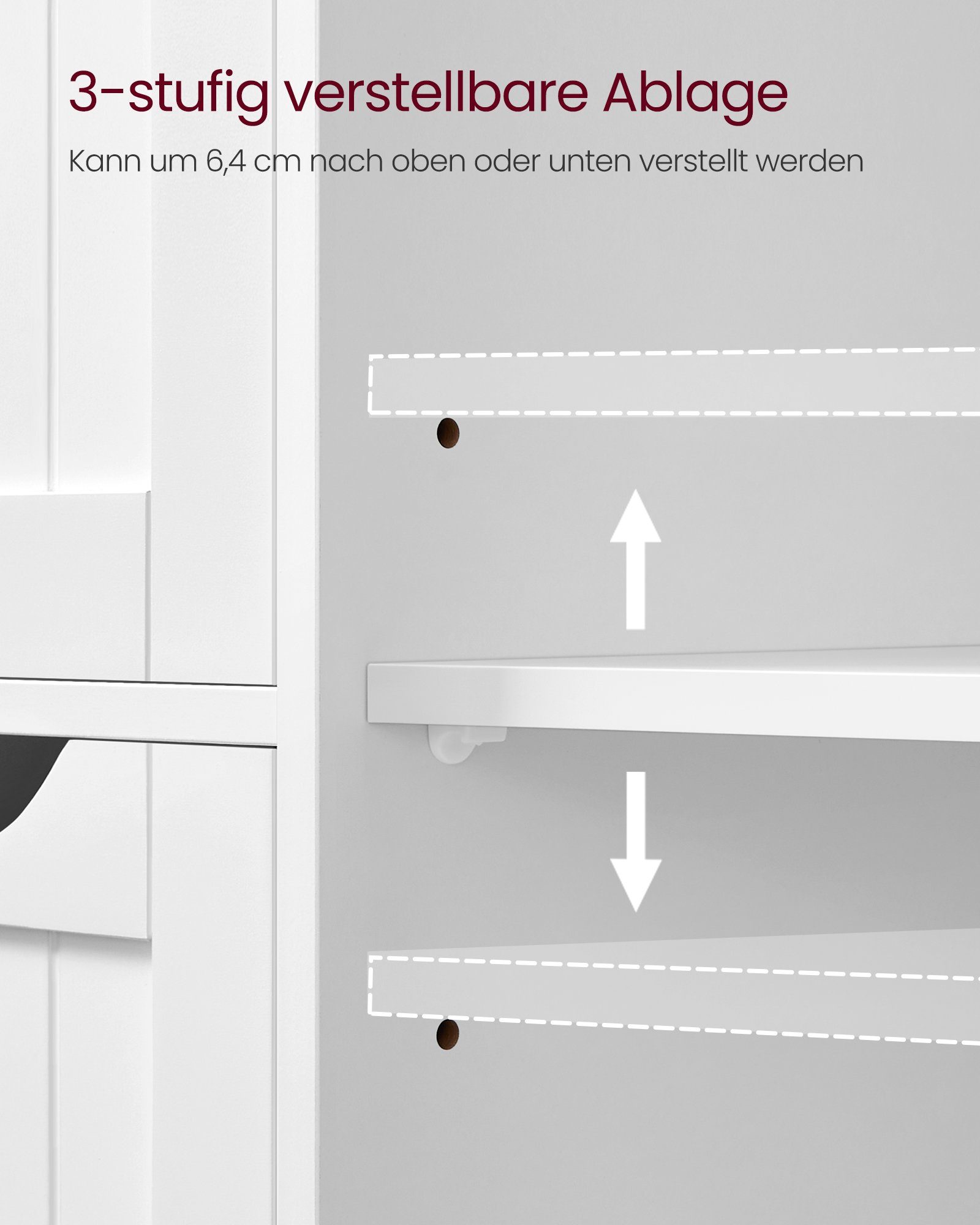 VASAGLE Badmöbel-Set Badezimmerschrank, 4 Schubladen, verstellbare Ablage