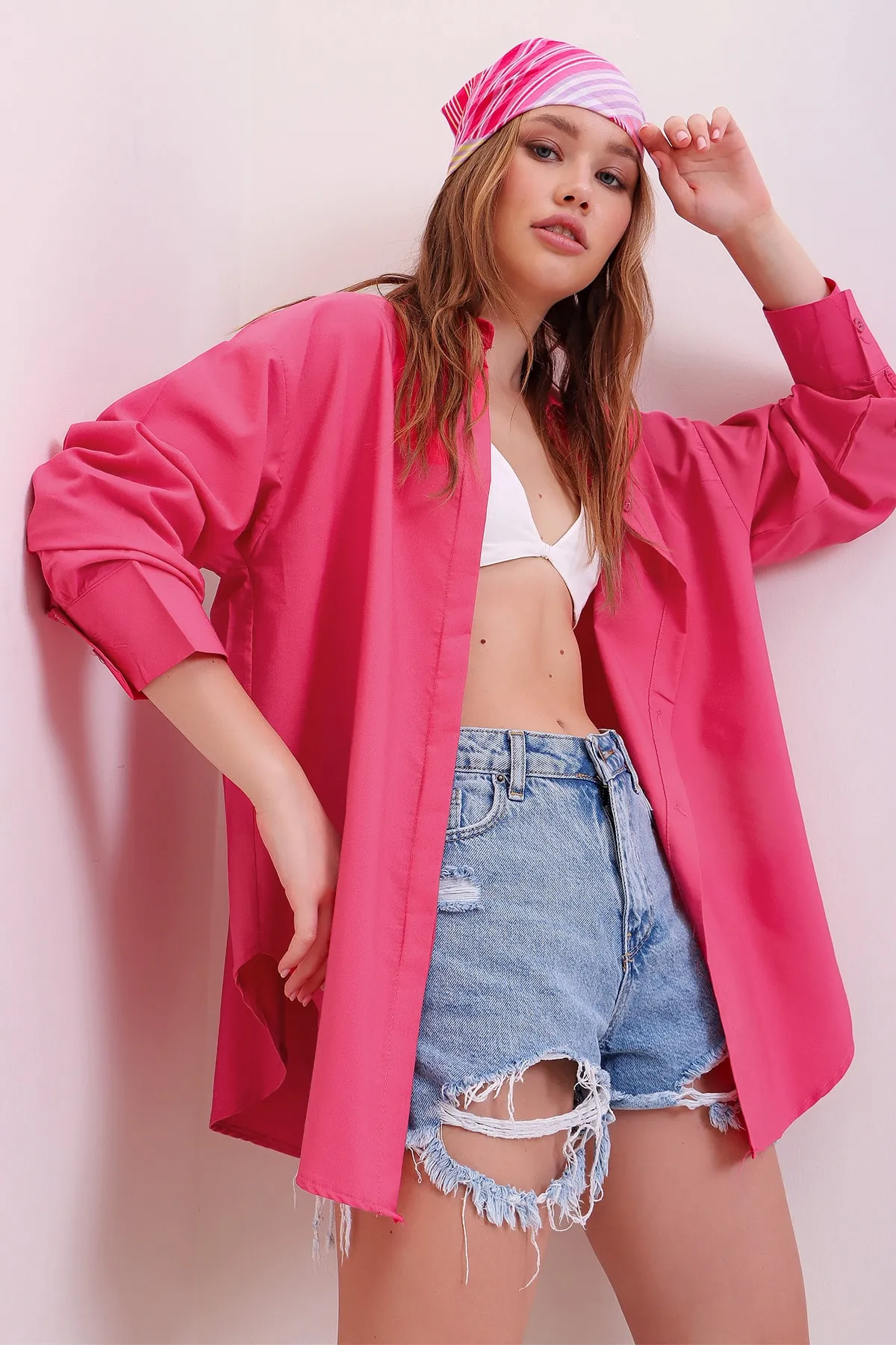 Trend Alaçatı Stili  Hemd - Rosa - Relaxed Fit