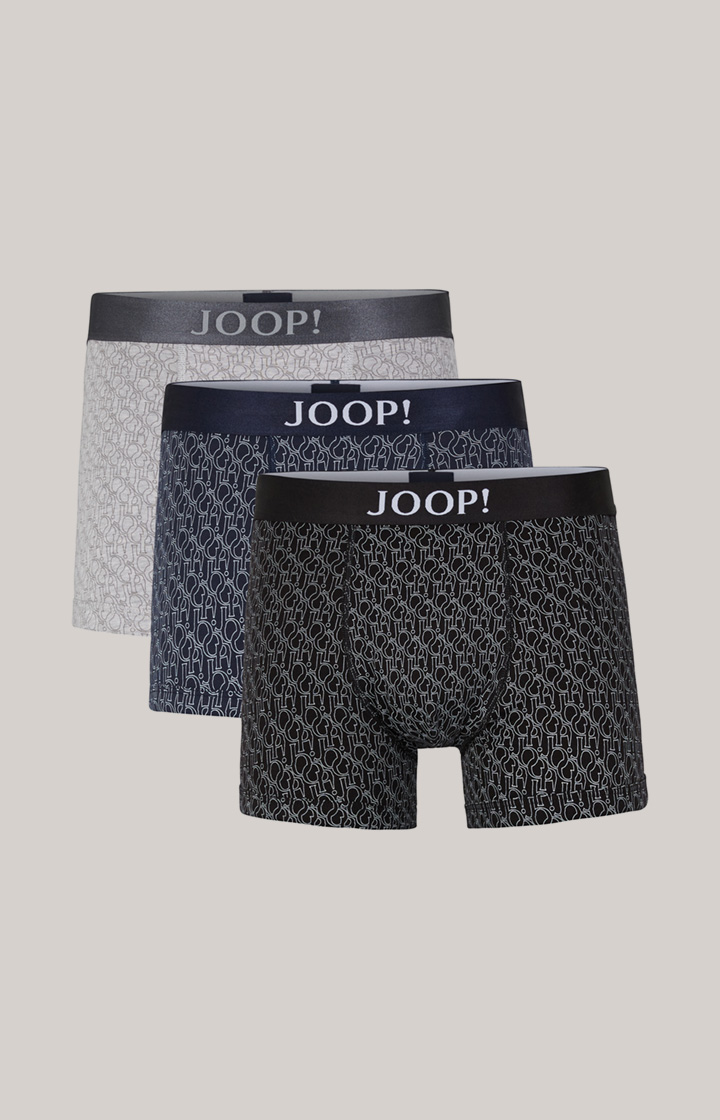 3er-Pack Fine Cotton Stretch Boxer in Schwarz/Dunkelblau/Grau