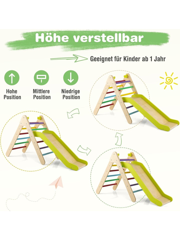 COSTWAY Kletterdreieck mit Rutsche in Grün günstig kaufen 50 x 85 cm