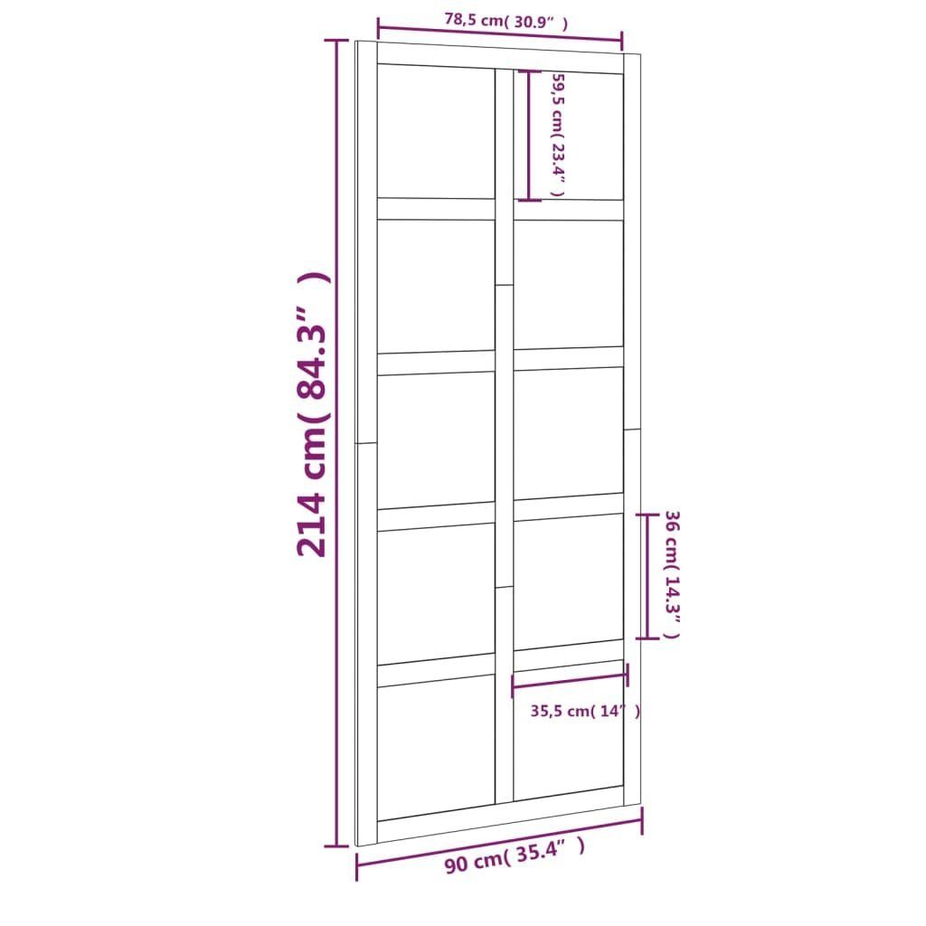 vidaXL Schiebetür Scheunentür 90x1,8x214 cm Massivholz Kiefer (1-St)