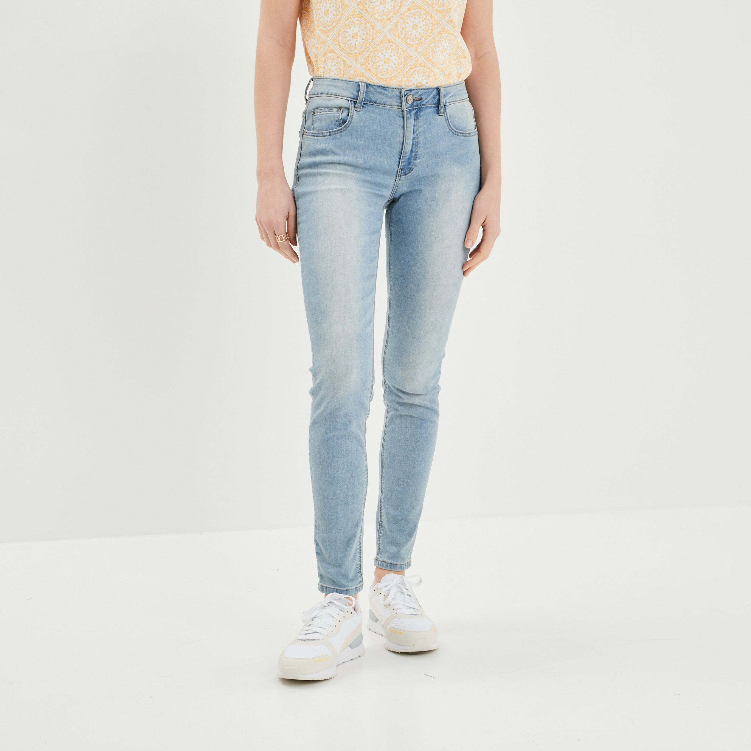 Jeans skinny taille basse denim double stone femme | La Halle