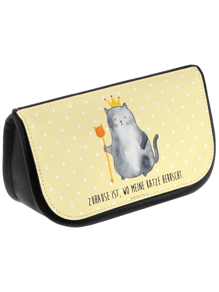 Mr. & Mrs. Panda Kosmetiktasche Katze König mit Spruch in Gelb Pastell günstig kaufen onesize