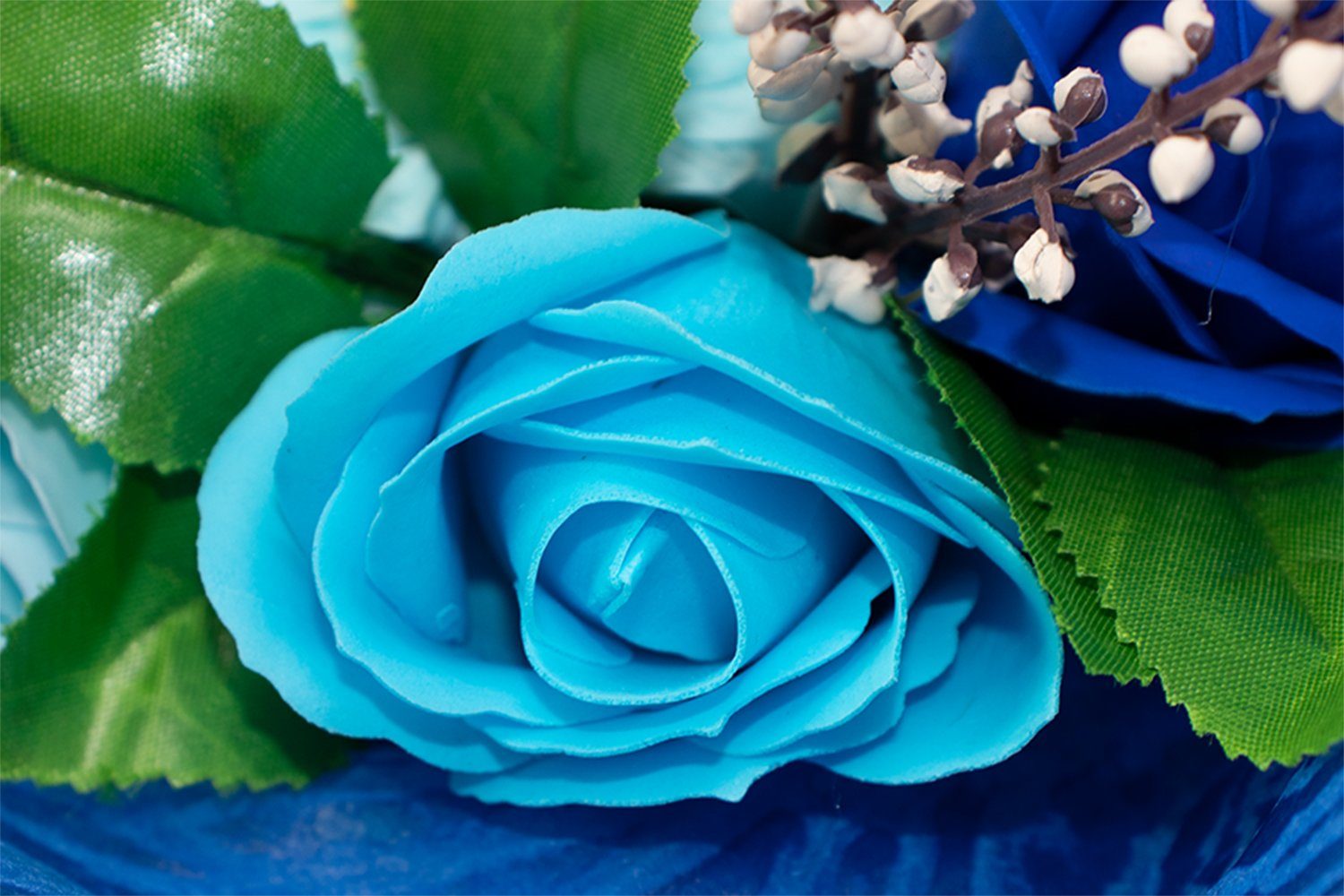Seifen-Set Seifenblumen Bouquet Blumenstrauß Blau