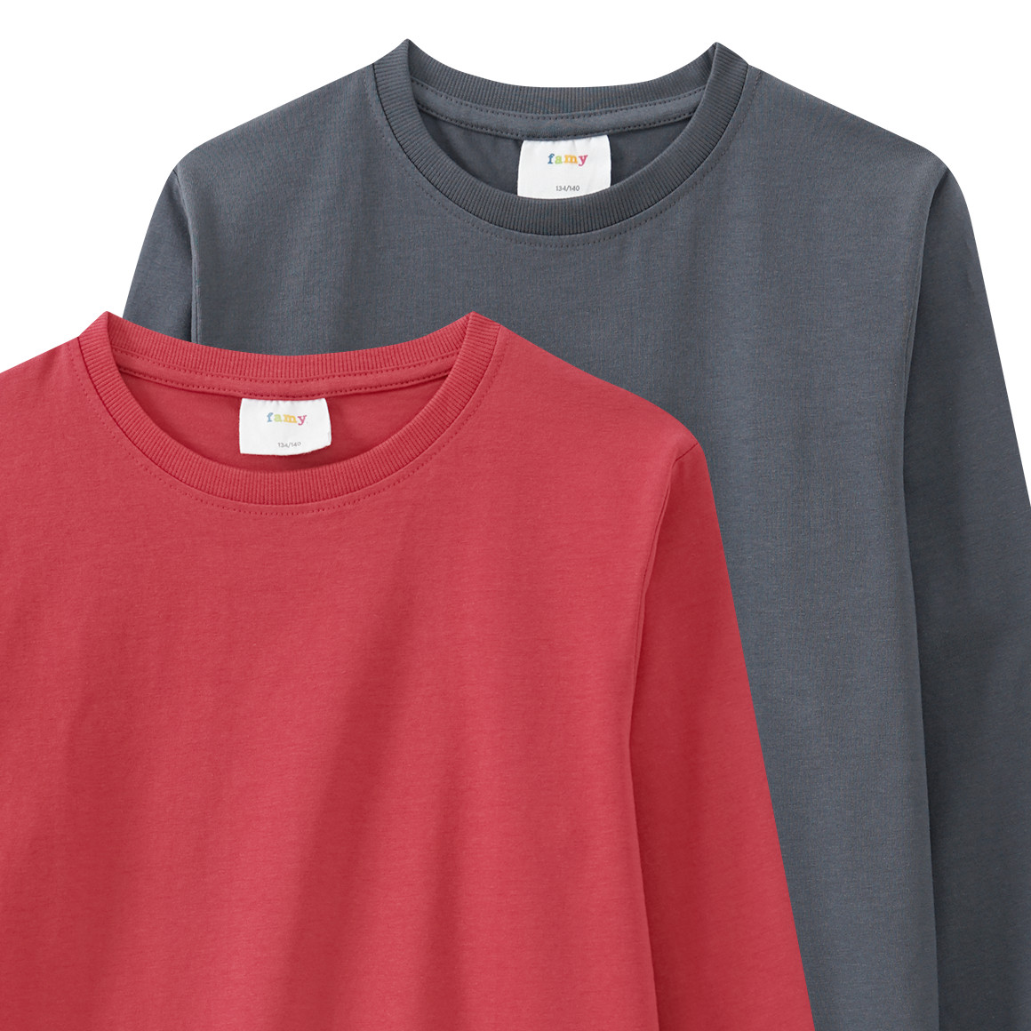 2 Jungen Langarmshirts im Basic-Look