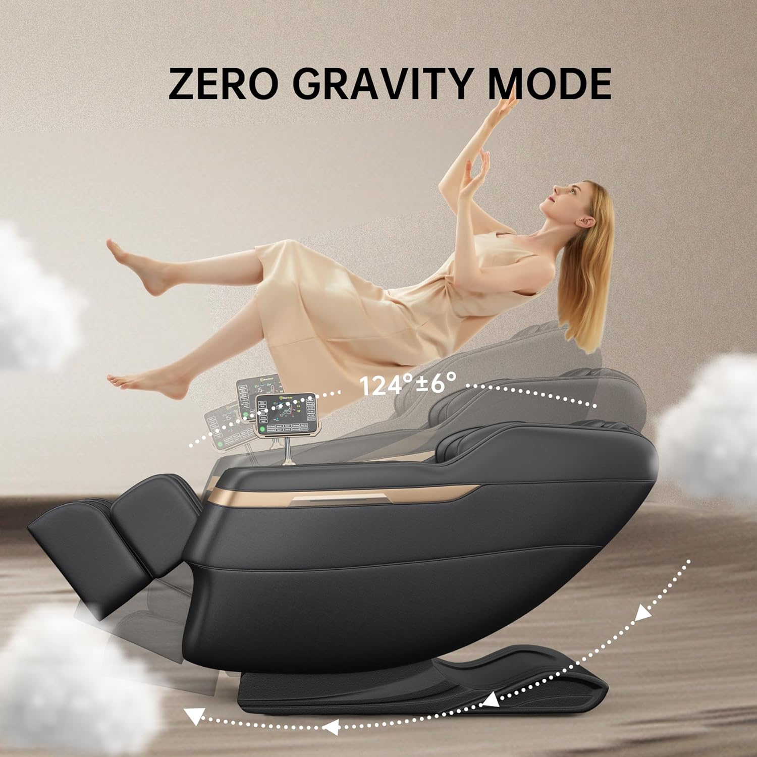 Real Relax 2024 Massage Chair, Full Body Massage Zero Gravity Mode, with Foot Massage, Bluetooth, LCD, Waist Heater, Black