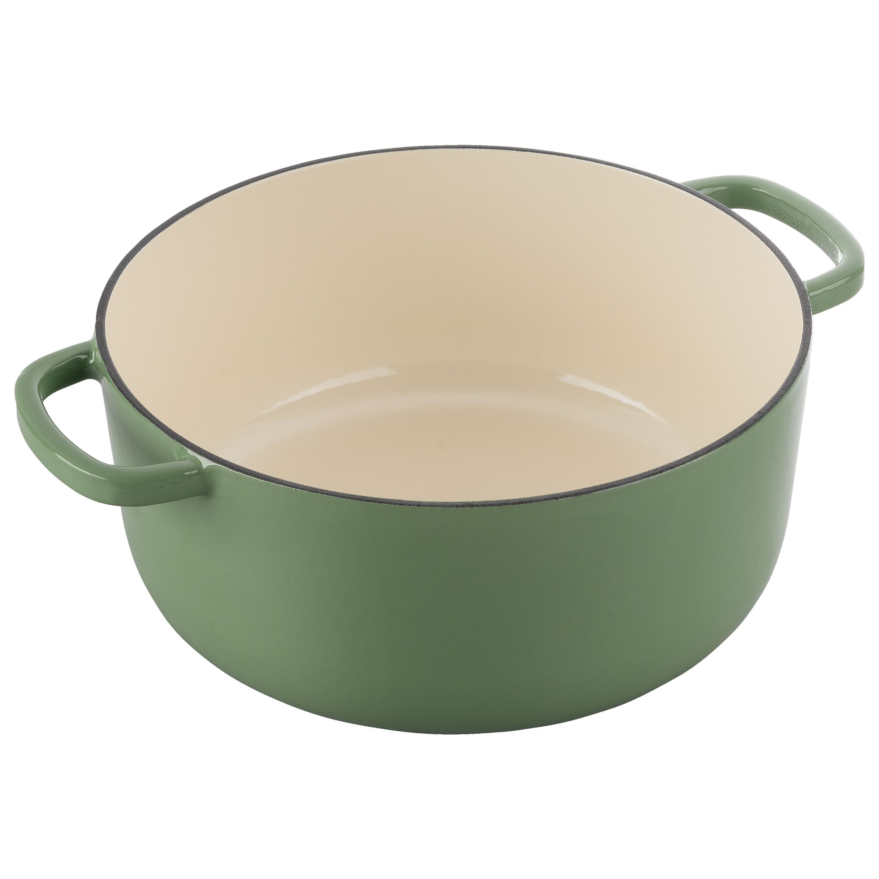 Cocotte 24 cm, rund, Grün, Gusseisen