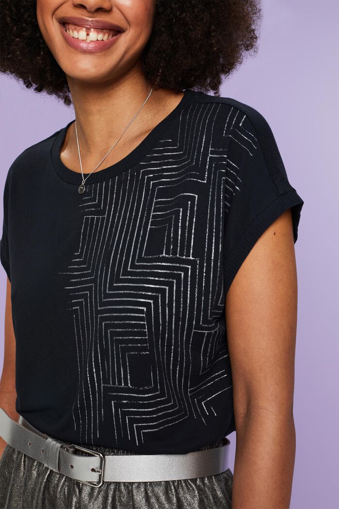 Jersey-T-Shirt mit Print, LENZING™ ECOVERO™
