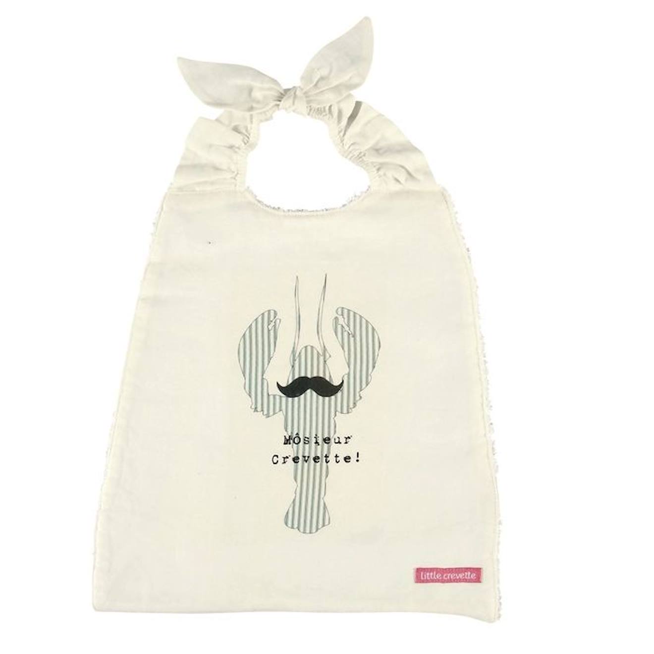Bavoir élastiqué lin et coton bio* Môsieur crevette beige