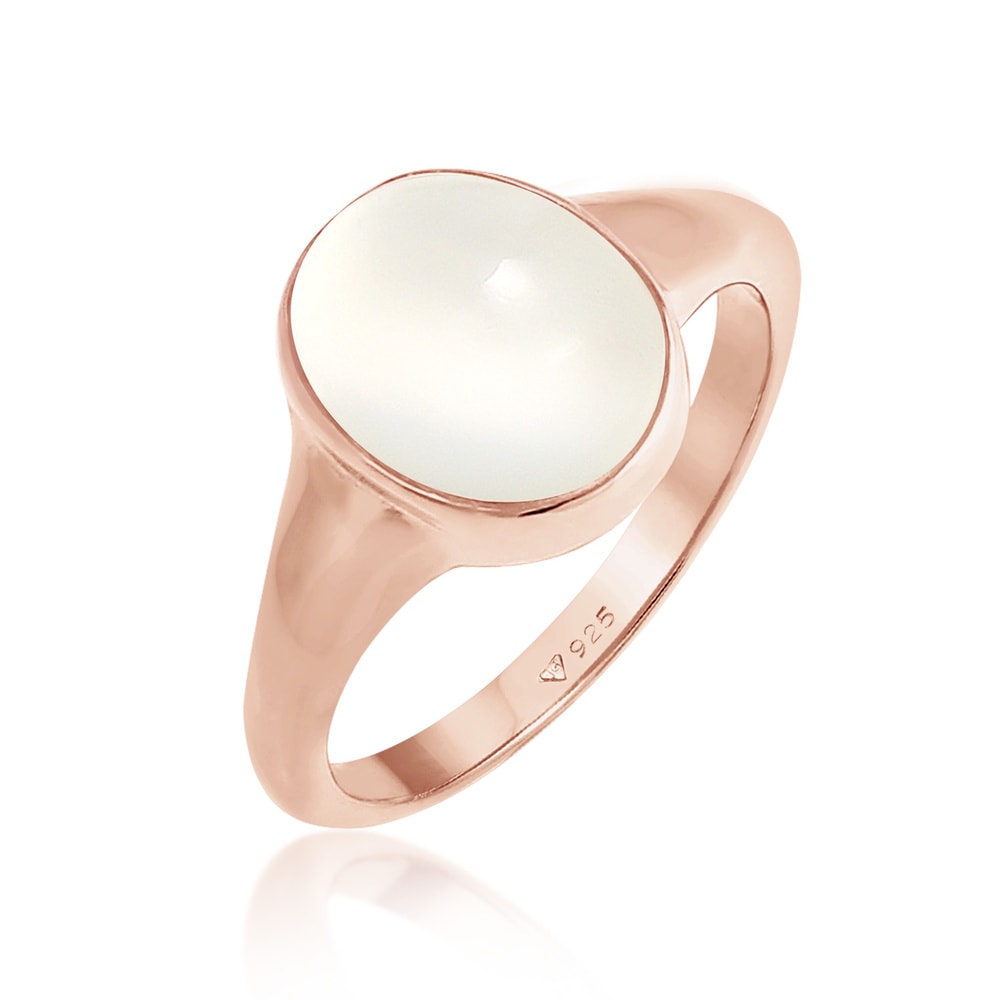 Elli Elli Bague Femmes avec Pierre de Lune en Argent Sterling 925 Plaqué Or Bague