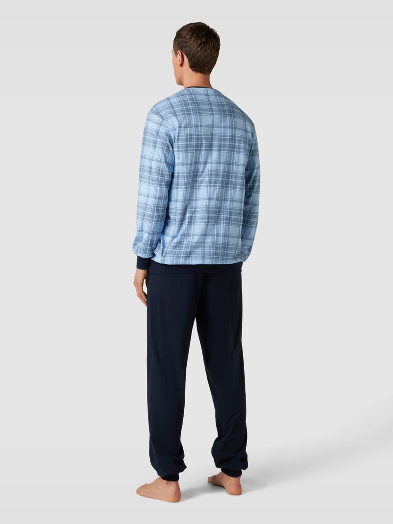 Pyjama mit Tartan-Karo in hellblau