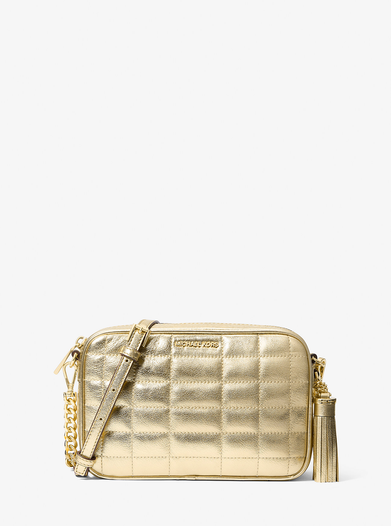 Jet Set Medium Vattert Metallisk Skinnveske - BLEKEGYLL