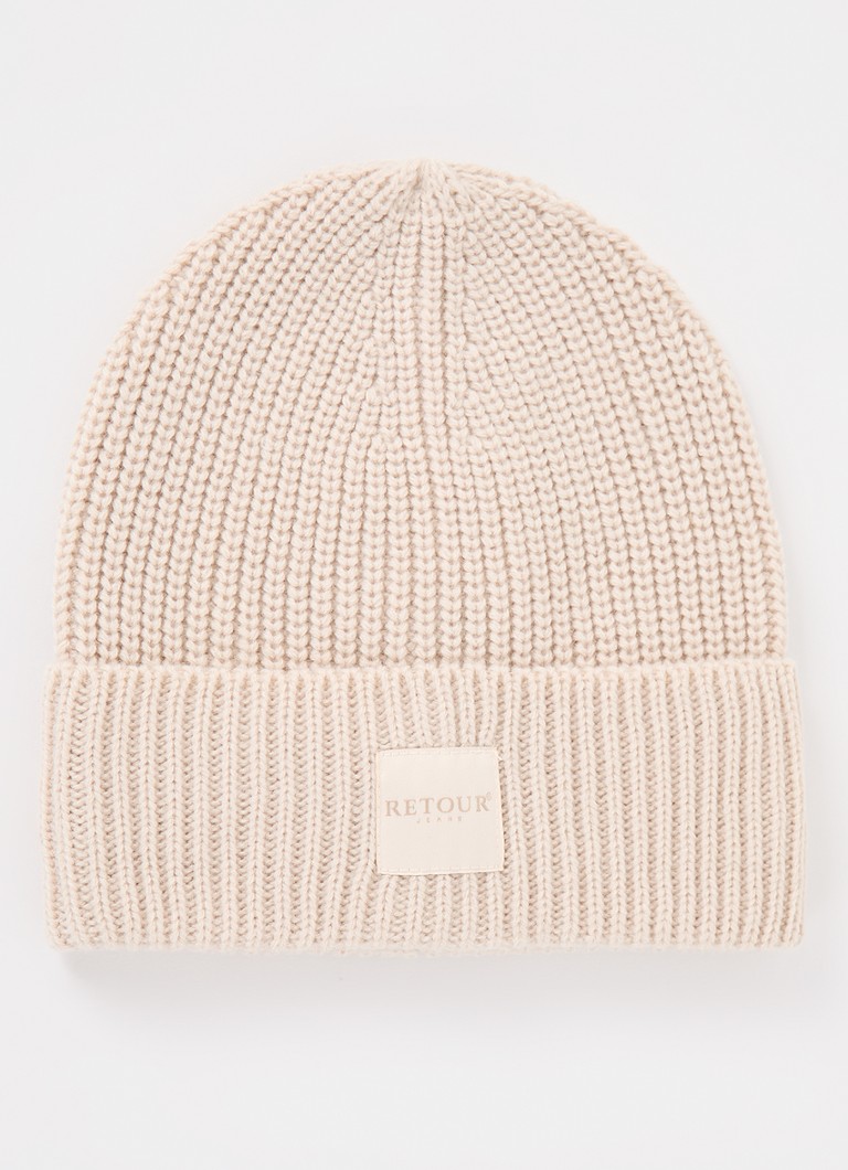 Retour Jeans Rib-knit beanie with logo